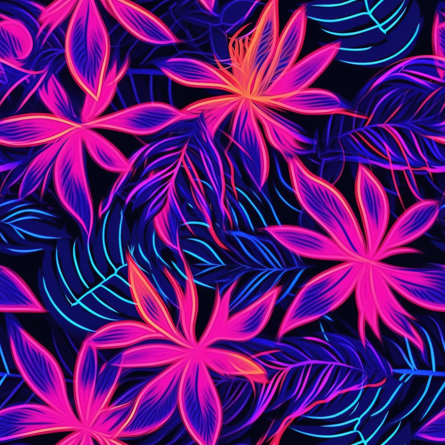 Tisk vzorca po naročilu - Neon cvetovi