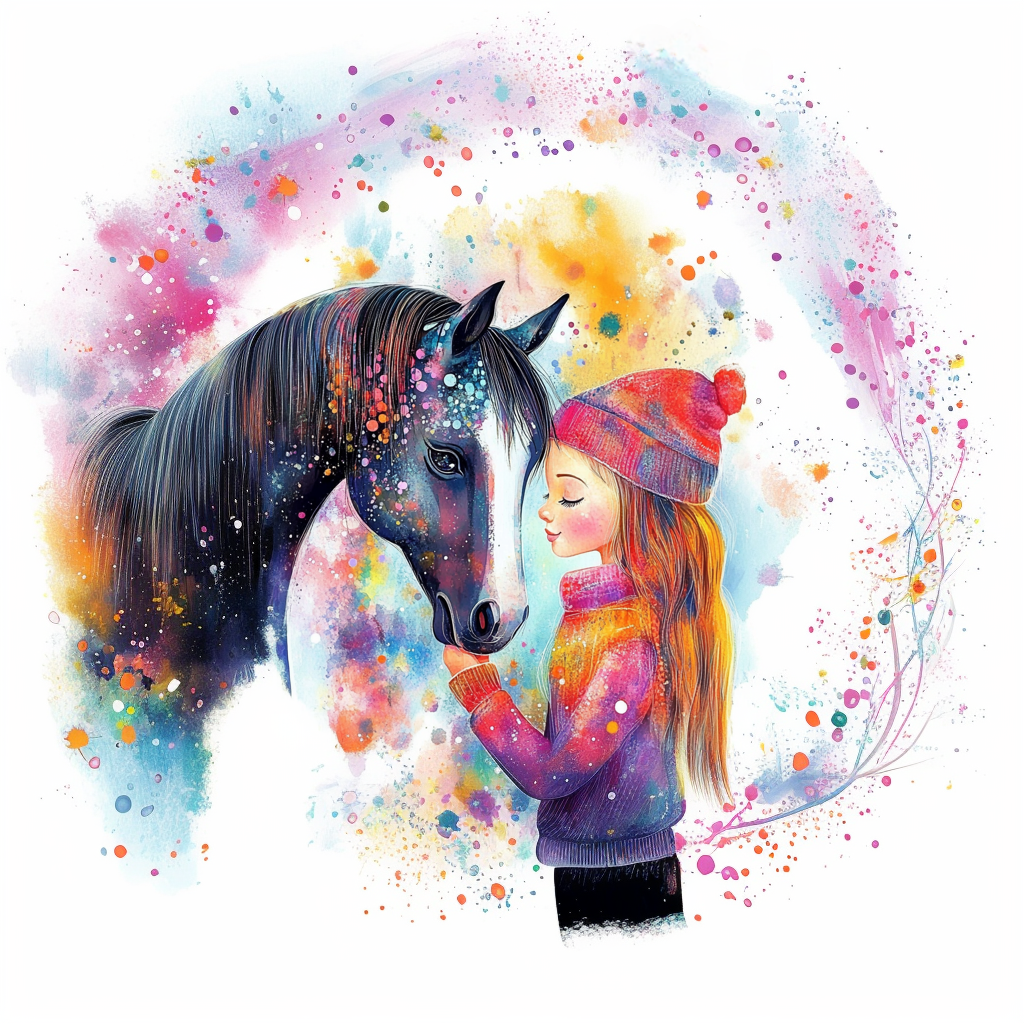 Panela - Ilustracija punčka s konjem - 2