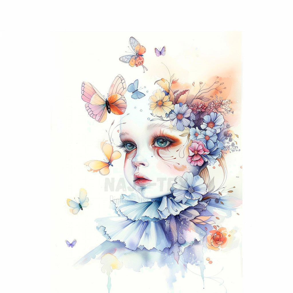 Panela - Watercolor punčka s cvetovi - 3