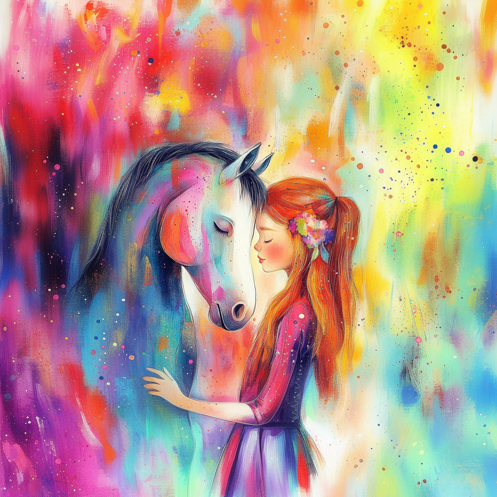 Panela - Ilustracija punčka s konjem