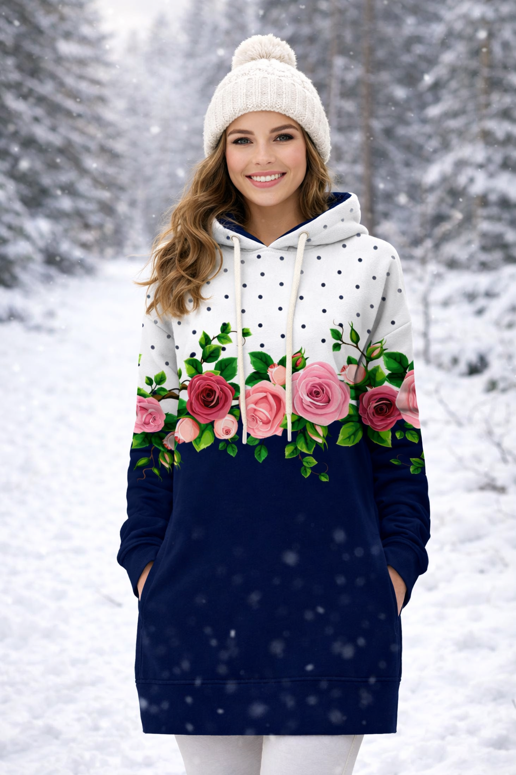 Tunika - Vrtnice s pikami - Temno modra