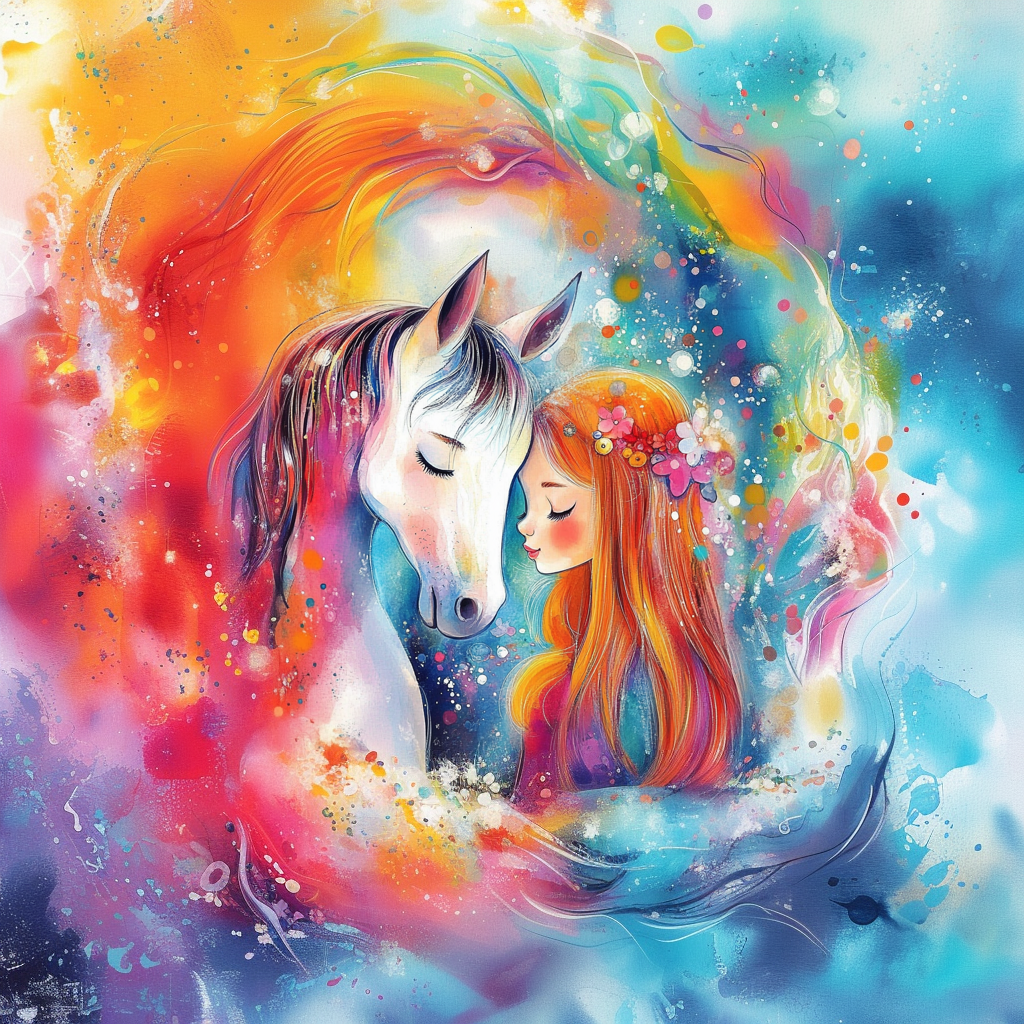 Panela - Ilustracija punčka s konjem - 3