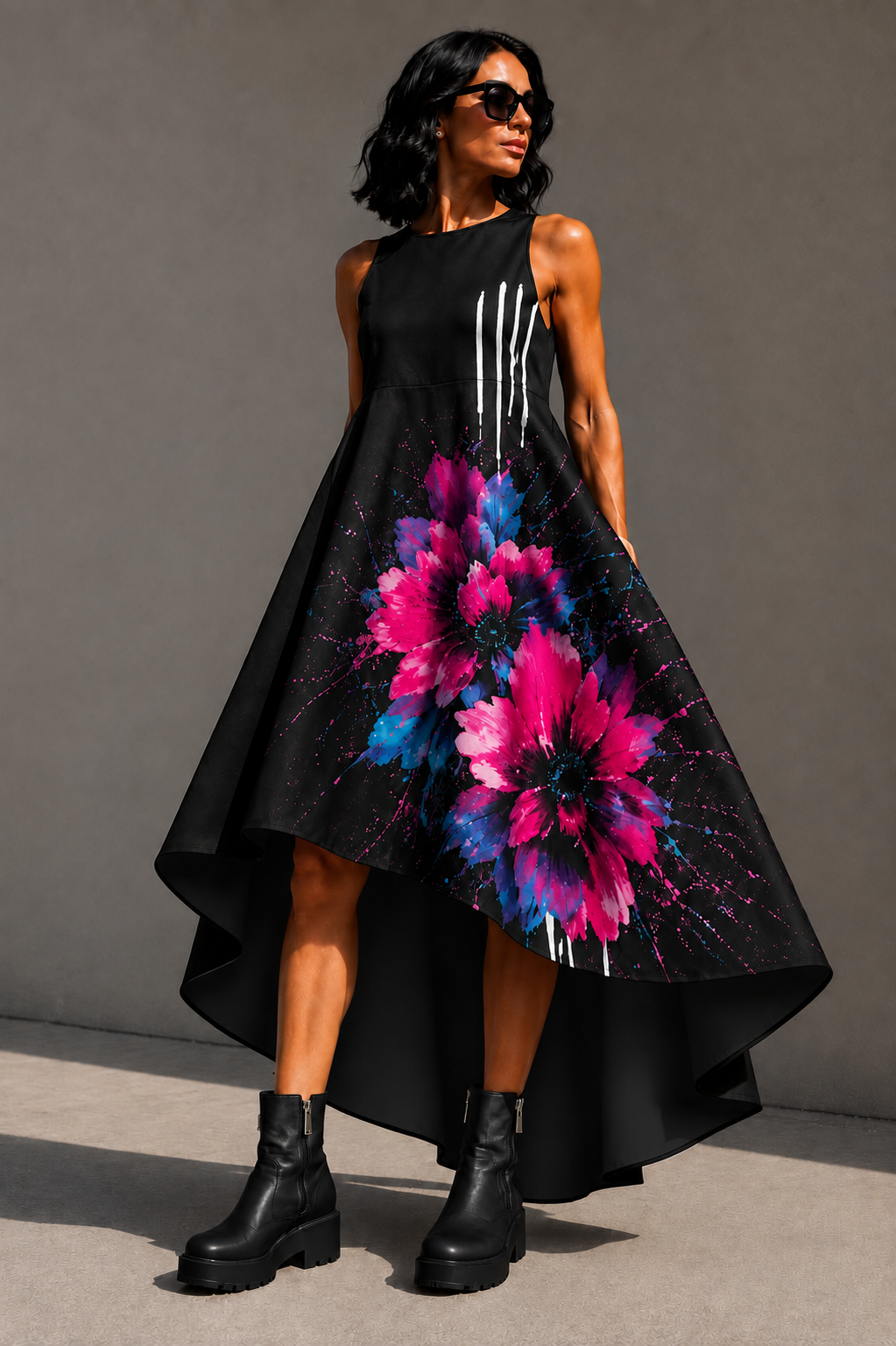 Statement Dress - Črno roza