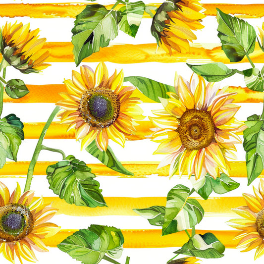 Tisk vzorca po naročilu - Sončnice z rumenimi črtami
