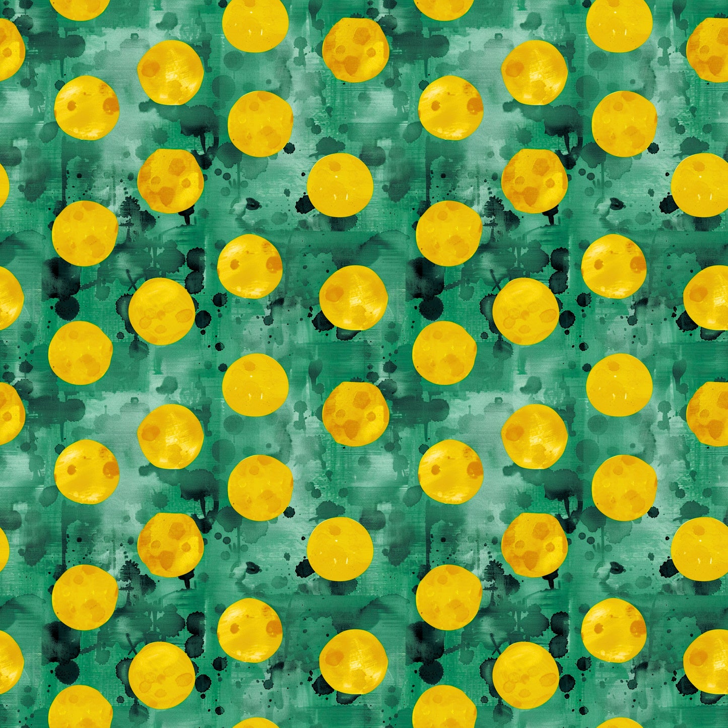 Tisk vzorca po naročilu - Rumeni krogi na zeleni