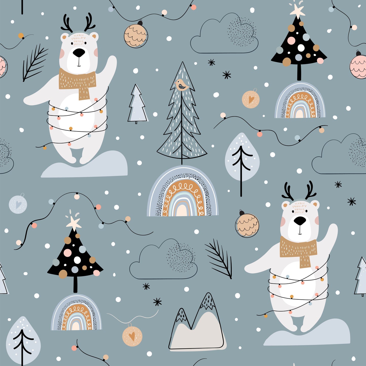 Tisk vzorca po naročilu - Zimski Medvedki