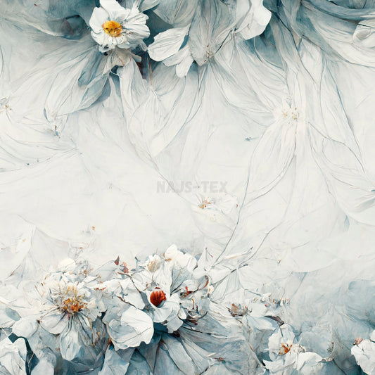 Bombažna prevešanka - Bele cvetlice