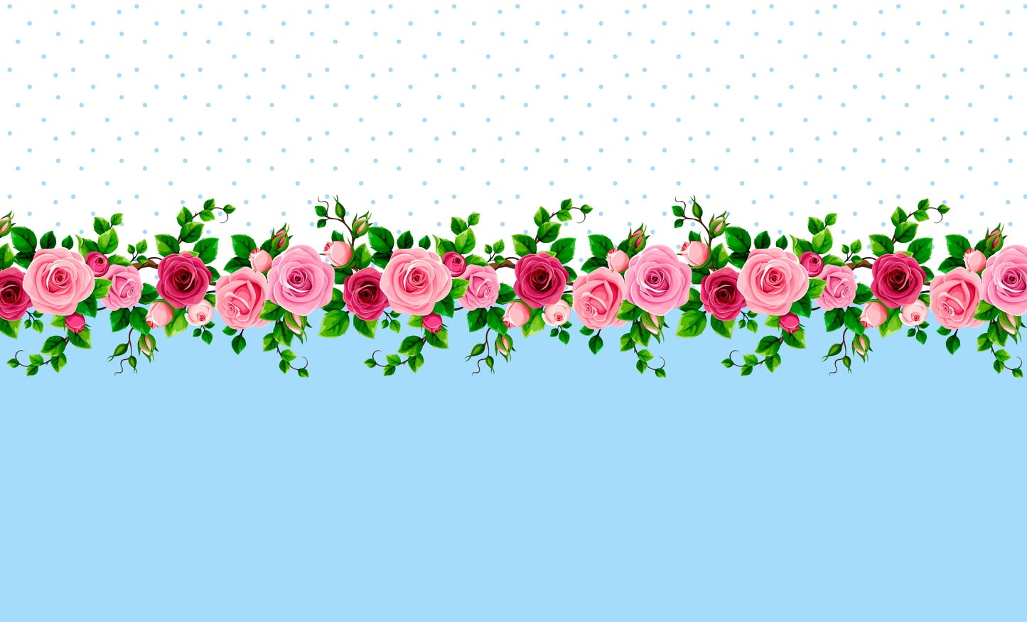 Tisk vzorca po naročilu - Svetlo modra kombinacija z vrtnicami - Robni tisk