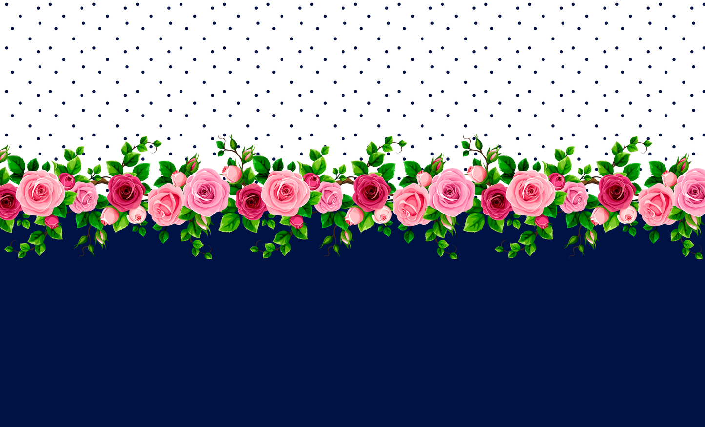 Tisk vzorca po naročilu - Temno modra kombinacija z vrtnicami - Robni tisk