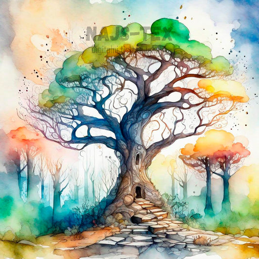 Panela - Watercolor pravljično drevo