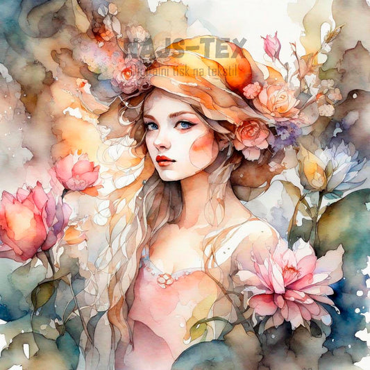 Panela - Watercolor ženska s cvetlicami