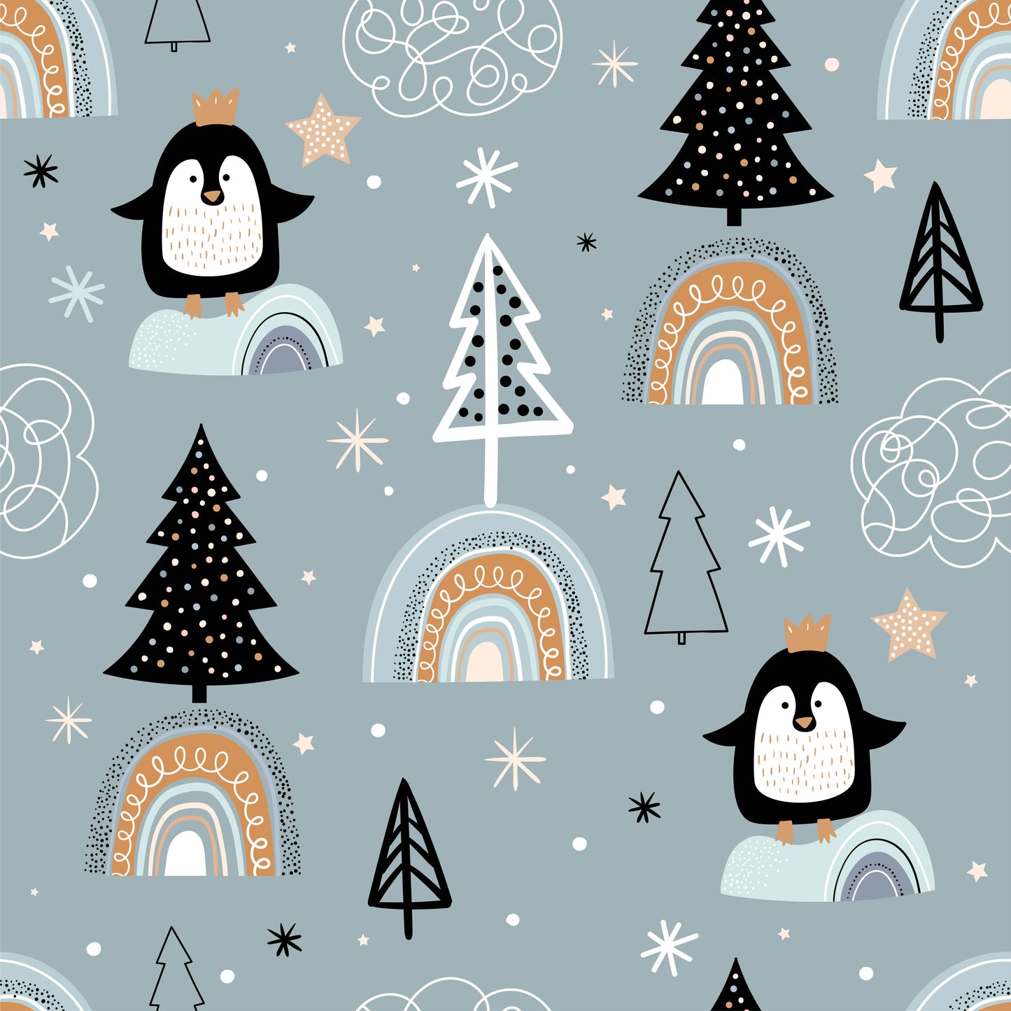 Tisk vzorca po naročilu - Pingvini in mavrice