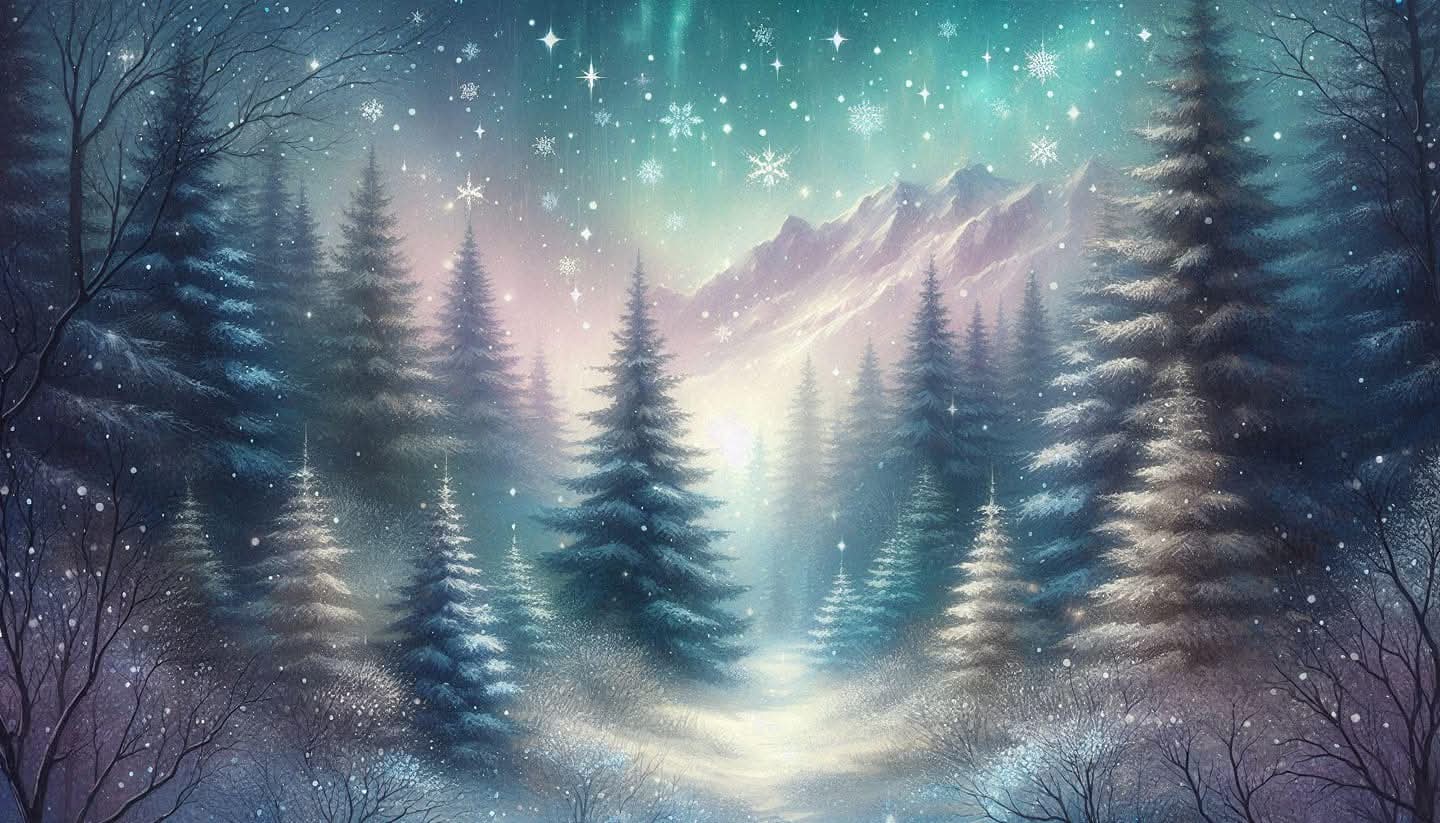 Tisk vzorca po naročilu - Robni tisk - Zasnežene smreke