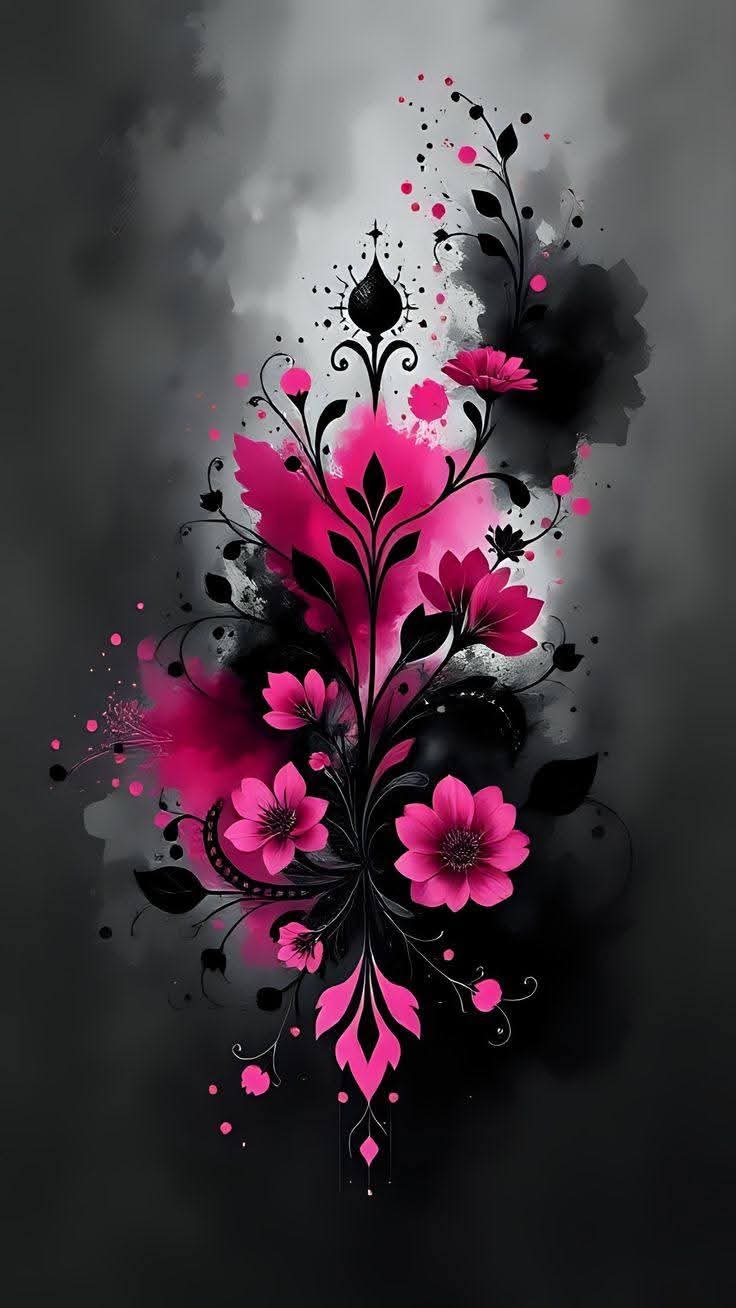 Tisk po naročilu - Panela - Roza cvetlice