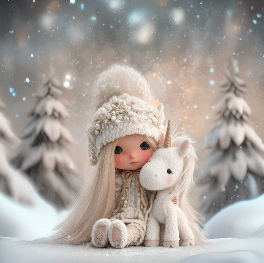 Panela - Zimska Punčka s samorogom v belem