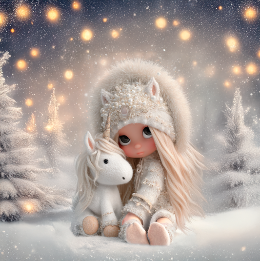 Panela - Zimska Punčka s samorogom v belem 2